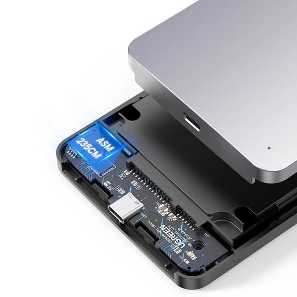 Harddiskkabinet til 2,5'' SATA 3.0 6Gbps + USB - USB-C kabel 0,5m grå