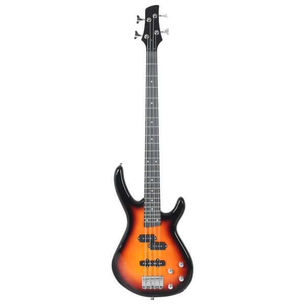 vidaXL Nybörjarbasgitarr med väska, brun, 4/4, 46"