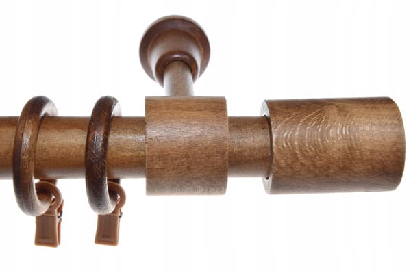 Gardinstang i træ, ensfarvet, egetræ, 100 cm, cylinder