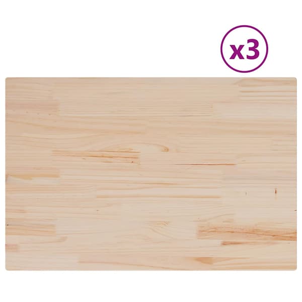 vidaXL Bordsskivor, 3 st, 80x53x2,5 cm, Rektangulära, Furu