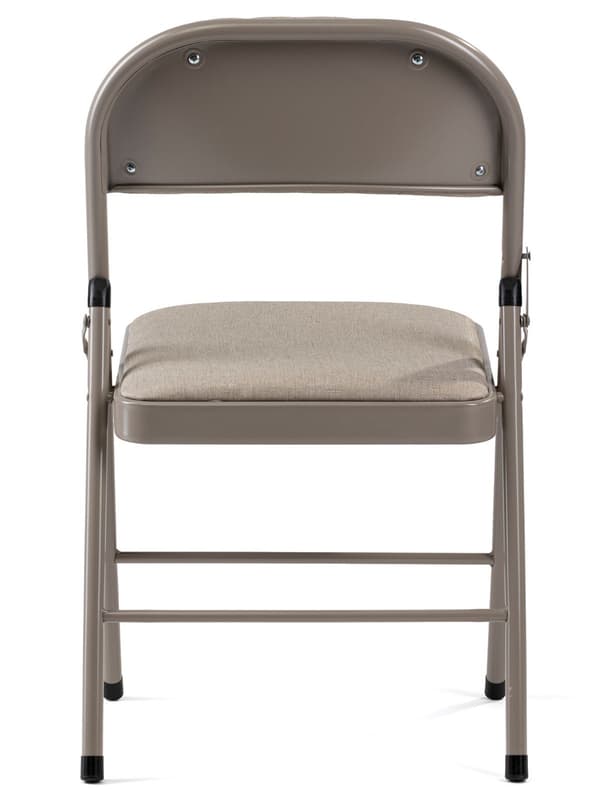 Hopfällbar metallstol med beige klädsel