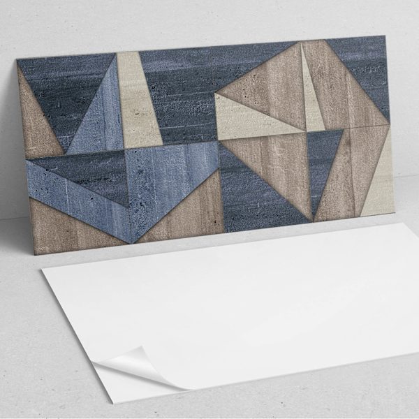 Set med PVC-kakel med dekor för kök eller badrum. Abstrakt geometriskt ...