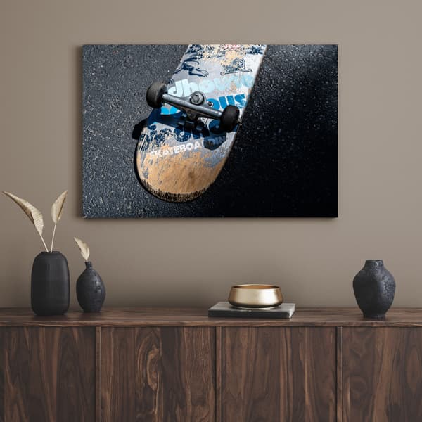 Lærredstryk Ungdomsskateboard 80x40 cm