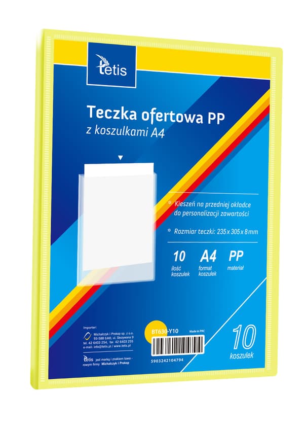 Presentationsmapp i PP, 10 fickor, A4, gul