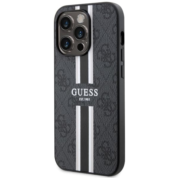 Guess 4G Printed Stripes MagSafe-etui til iPhone 14 Pro Max, sort