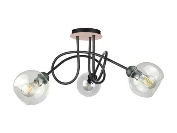 Loftlampe 3xE27 EVIE SORT/TRÆ
