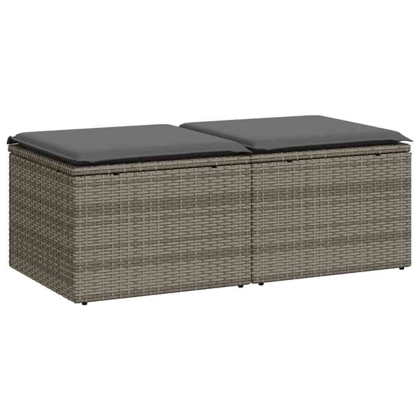 vidaXL 2-delt sofasæt med hynder, grå, polyrattan og akacie