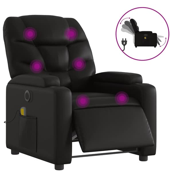 vidaXL elektrisk lænestol med massagefunktion, sort, kunstlæder