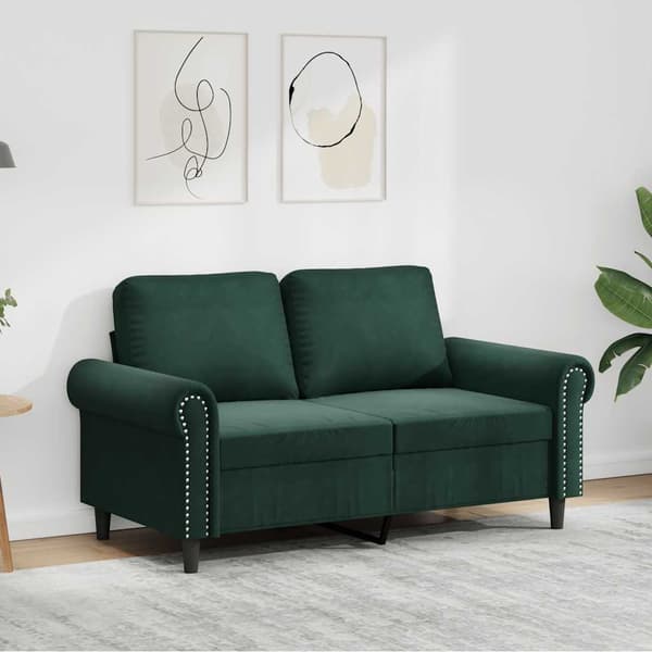 vidaXL 2-sitssoffa mörkgrön 120 cm klädd i sammet