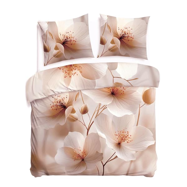 Bäddset 180x200 BOMULL SATIN digitaltryck blommor puderrosa