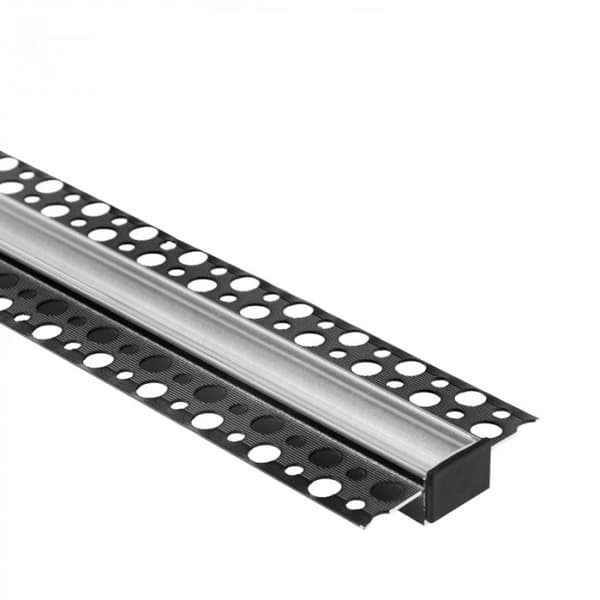 LED-listprofil, infälld, svart + transparent skydd, bredd 2 m