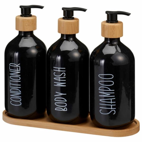 Sæt med badeværelsesdispensere i sort 3x500 ml