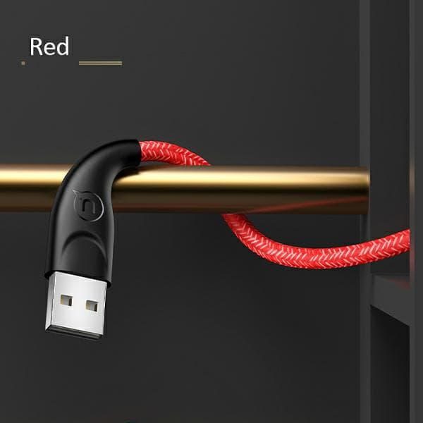 USAMS Flätad U41 USB-A till MicroUSB-kabel 2m 2A Röd