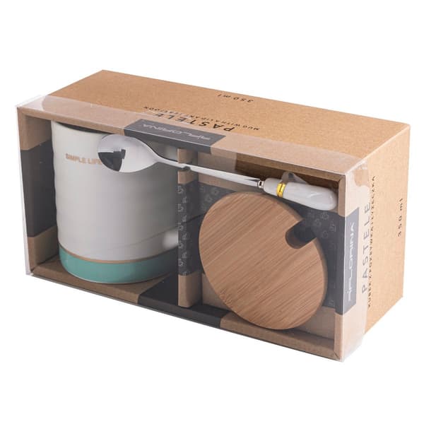 Florina Pastele Keramisk Mugg med Lock och Sked 350 ml