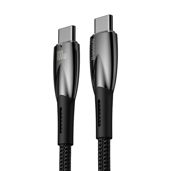 Holdbart, fleksibelt USB-C hurtigopladningskabel 100W 1m sort