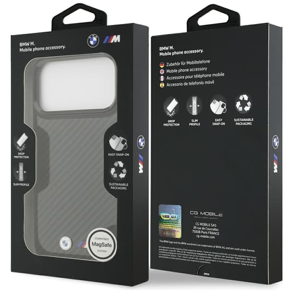 BMW M Kevlar Matt MagSafe-cover til iPhone 17 Pro Max, sort