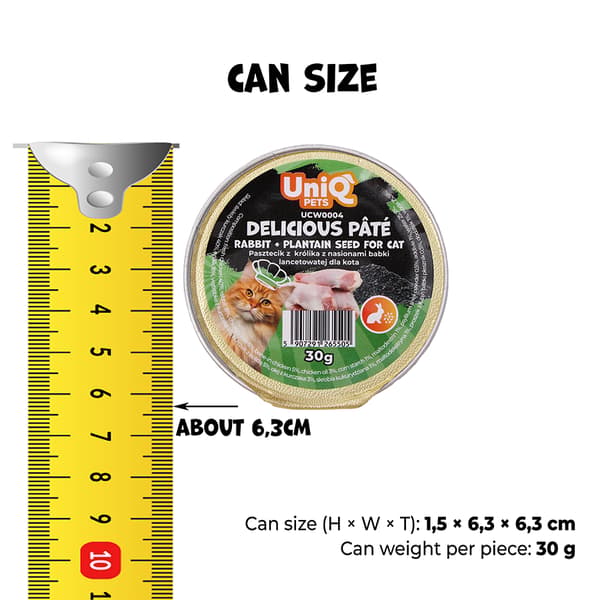 Vådfoder til katte Kanin og Pound Cake Delicious Pâté UniQ Pets 8x30g