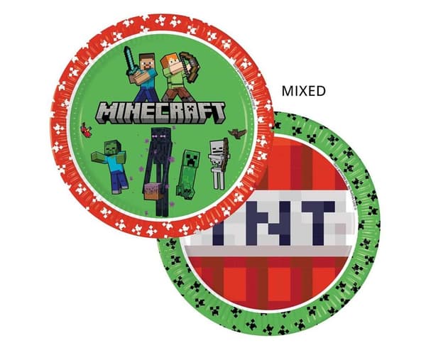 Minecraft paptallerkener 23 cm 8 stk.