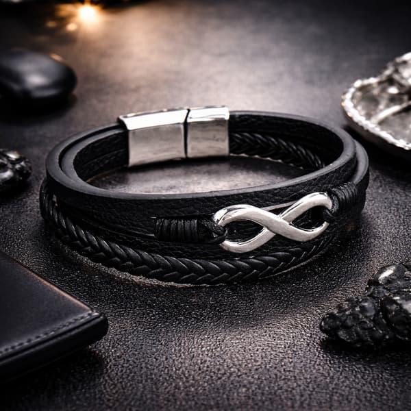 HERRLÄDERARMBAND, Flätat, Elegant, Present till en man
