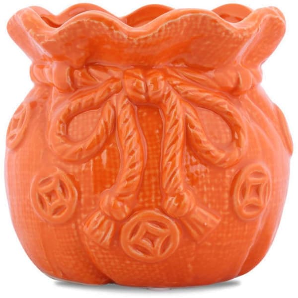 Keramisk vas-spargris i orange