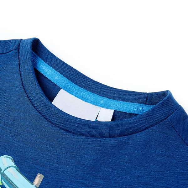Barn-T-shirt, mörkblå, 128