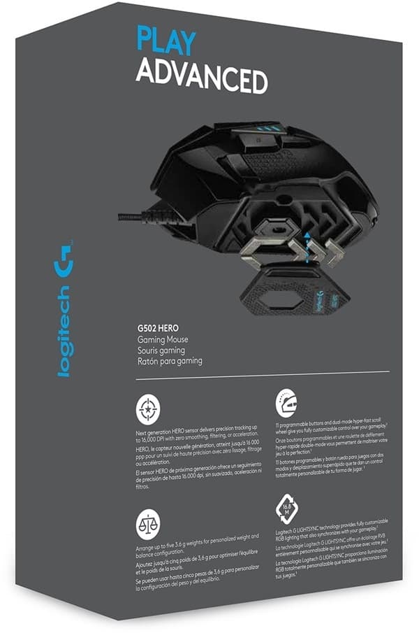 Logitech G502 Gaming Hero USB RGB Mus Sort (910-005471)