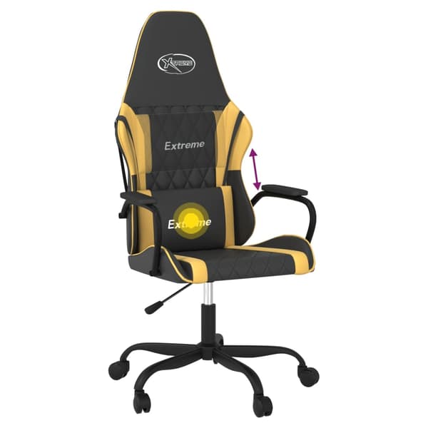 vidaXL massage-gamingstol, sort og guld, kunstlæder