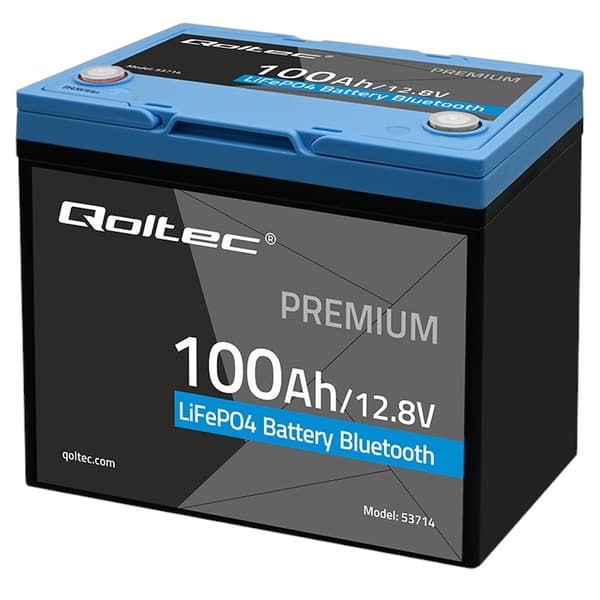 Qoltec LiFePO4 Lithium-jernfosfatbatteri 12,8V 100Ah 1280Wh BMS Bluetooth