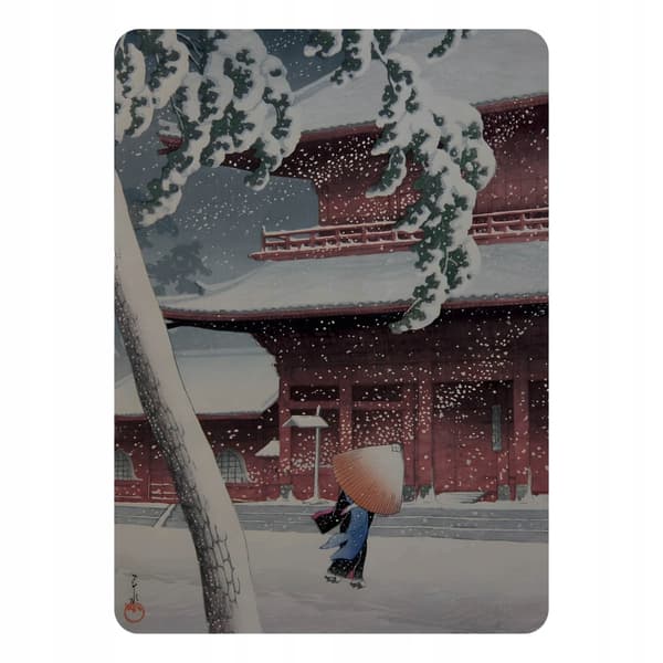 Kawase Hasui 7x5 Japan tempelvinter Ukiyo-e kylskåpsmagnet