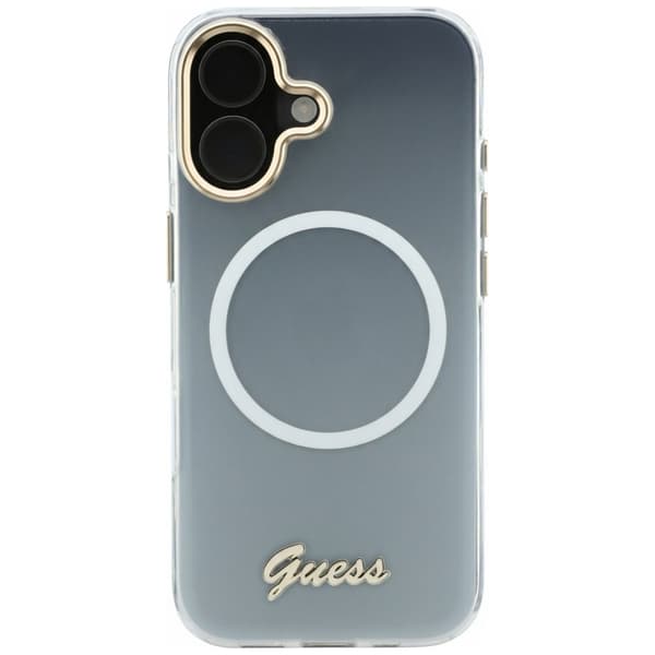 Guess IML Gradient Script Metal MagSafe -kotelo iPhone 17:lle, valkoinen