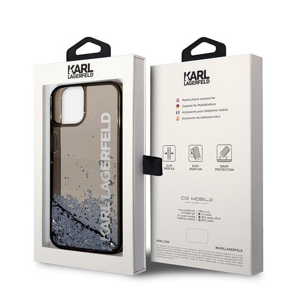 Karl Lagerfeld Liquid Glitter Elong-cover til iPhone 14 Plus, sort