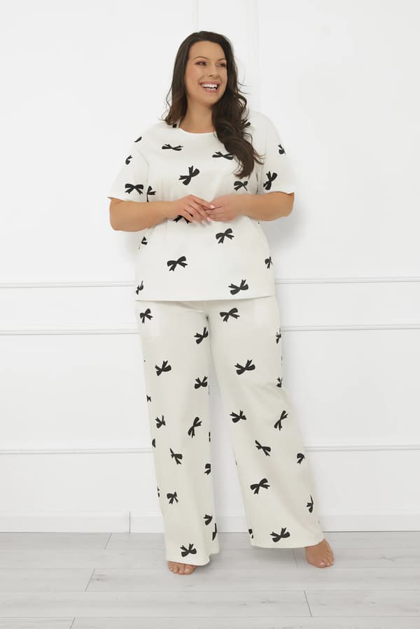 Dampyjamas, kortärmade, långbyxor, Figaro M