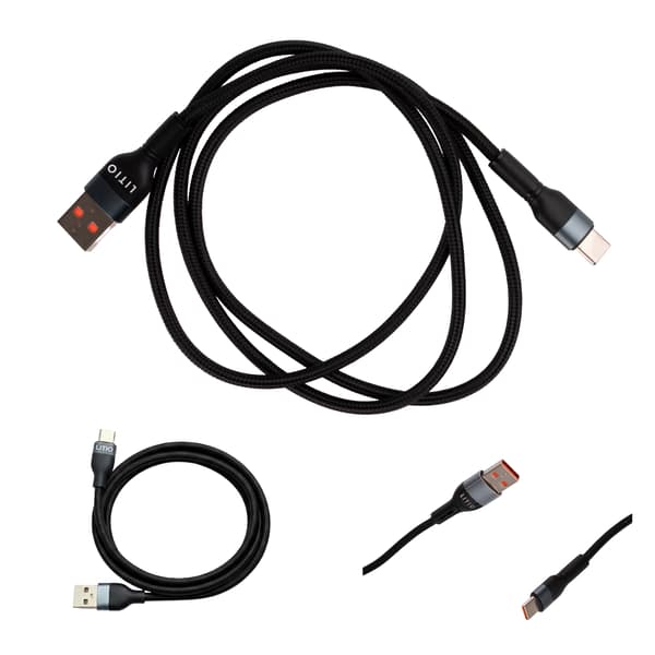 USB-USB C-kabel 150 cm sort