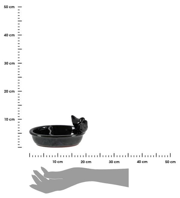 Keramisk fuglebad sort