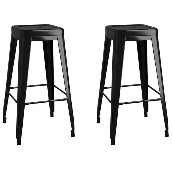 vidaXL stabelbare barstole, sæt med 2, sort, metal