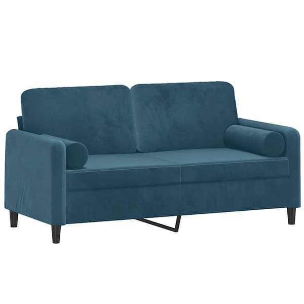 vidaXL 2-sitssoffa med kuddar, blå, 140 cm, sammet