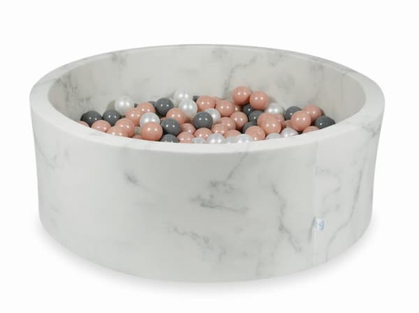 Torr pool 110x40 marmor med 500 bollar: roséguld, grå, pärlfärgad