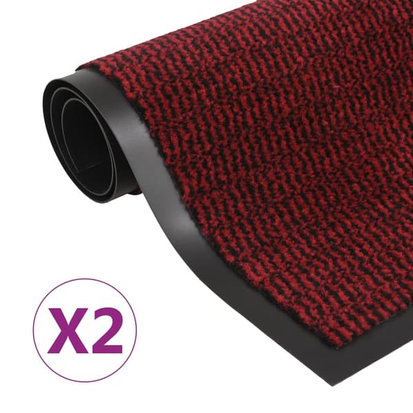 vidaXL Dörrmattor, 2 st, Rektangulära, 80x120 cm, Röda