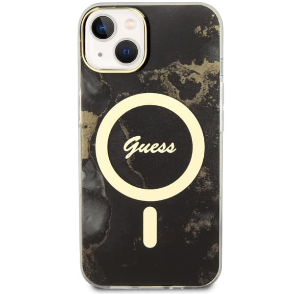 Guess Golden Marble MagSafe-etui til iPhone 14 Plus, sort