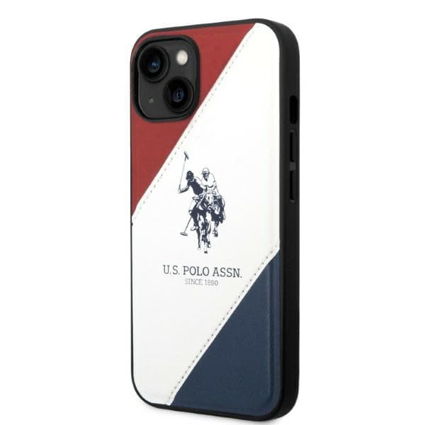 US Polo Tricolor Præget Etui til iPhone 14 Plus, Hvid