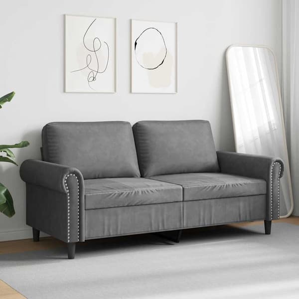 vidaXL 2-sitssoffa mörkgrå 140 cm klädd i sammet