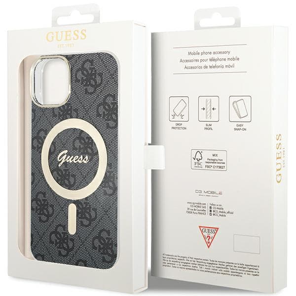 Guess IML 4G MagSafe-etui til iPhone 15 Plus, sort