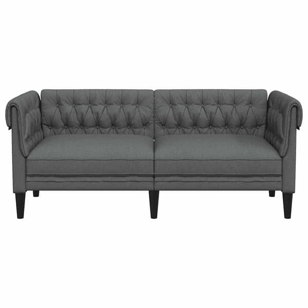 vidaXL Chesterfieldsoffa, 2-sits, mörkgrå, tygklädsel