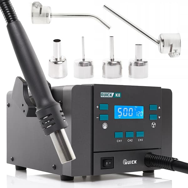 Varmluft Quick K8 1000W loddestation + 3 dyser