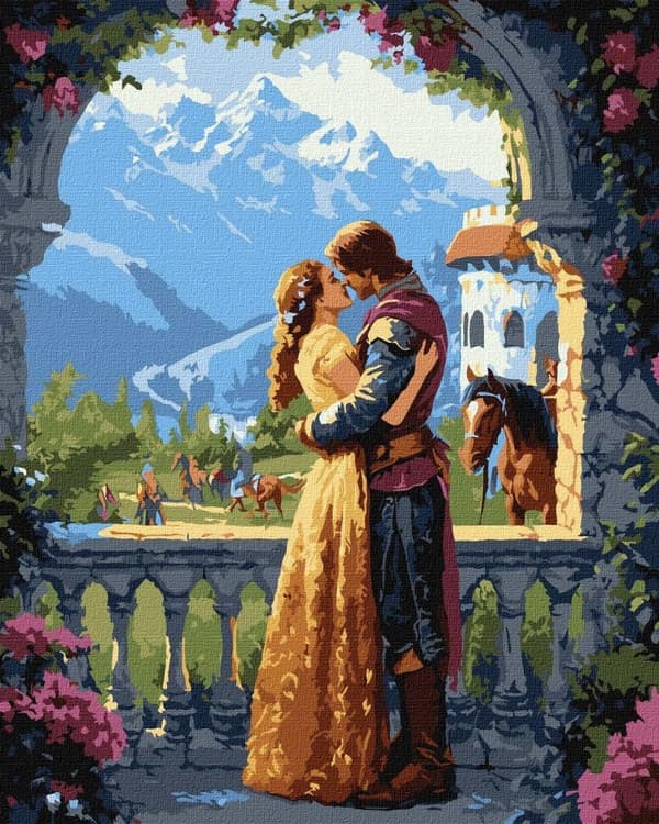 Maleri efter tal - Prinsesse og Ridder 40x50