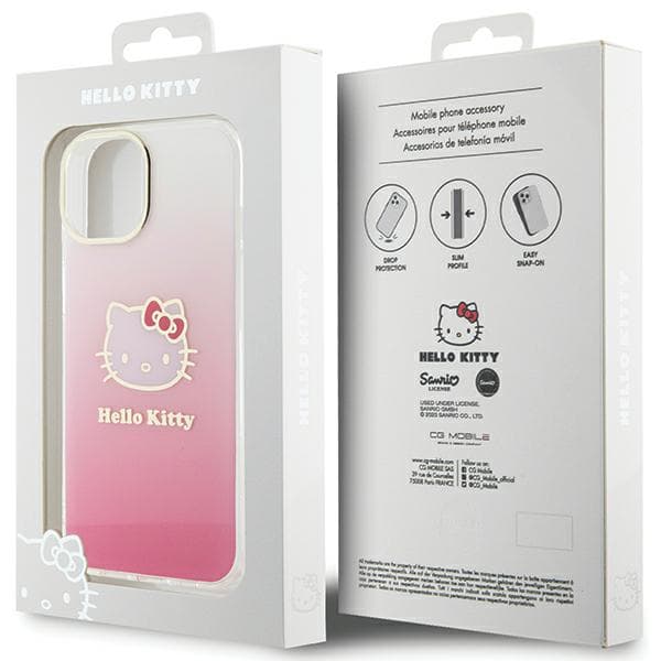 Hello Kitty IML Gradient Electrop Kitty Head-skal till iPhone 15, rosa