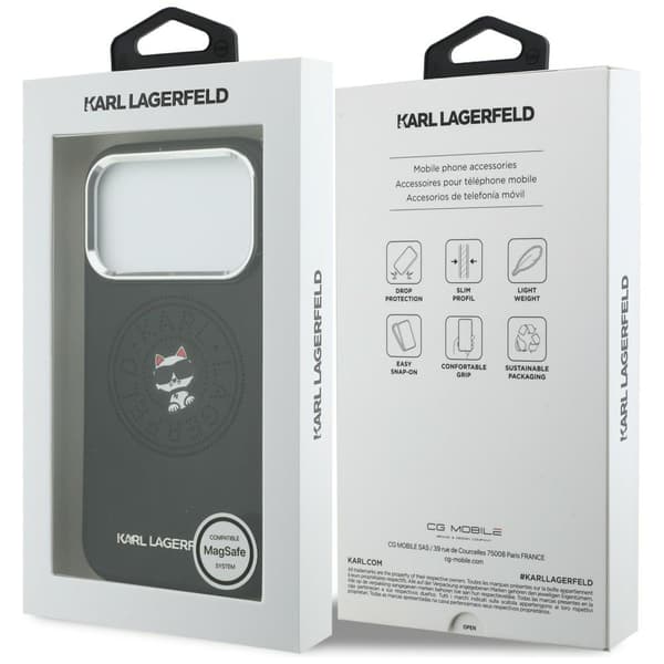 Karl Lagerfeld Point & Choupette Sketch MagSafe-etui til iPhone 17 Pro Max, sort