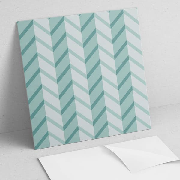 Selvklæbende vinylfliser til entre, zigzag-striber, 4x50x50 cm