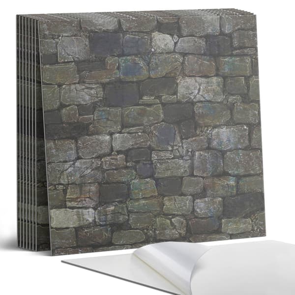 Selvklæbende vinyltrykte fliser stenvæg tekstur 9x30x30 cm