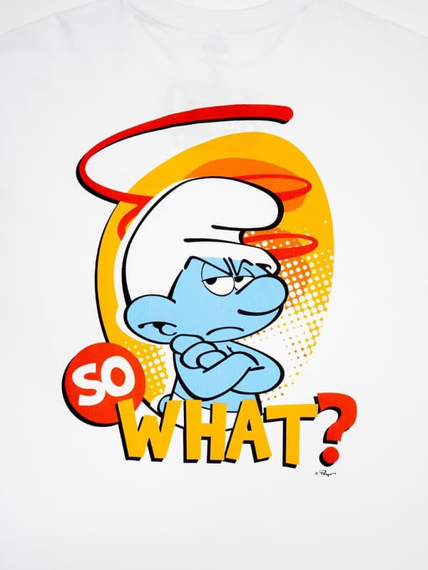 Herr Stor Kortärmad T-shirt Vit Smurfar Grumpy So What L